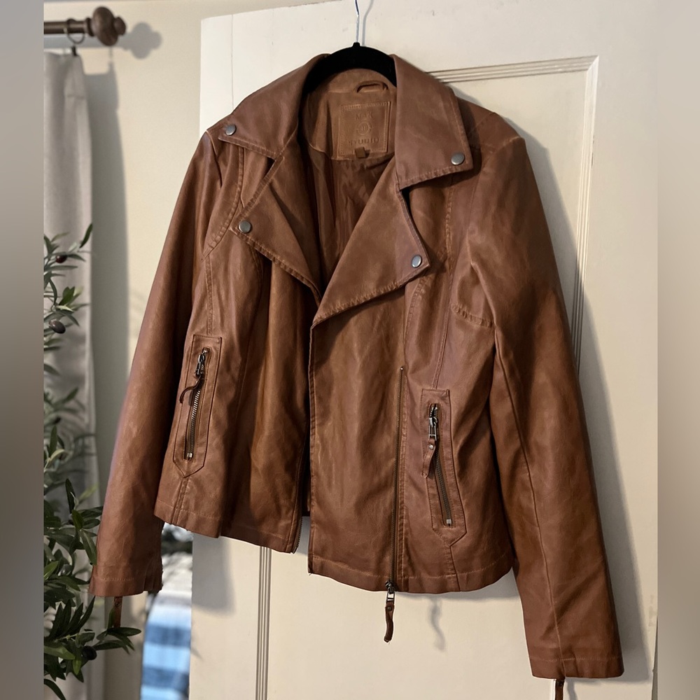 Max Studio Cognac Leather Jacket